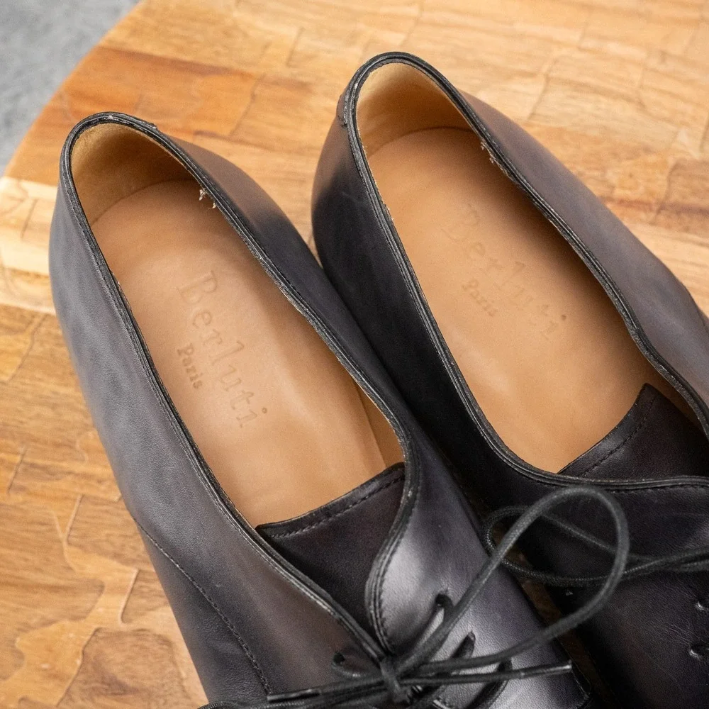 Berluti Galet Gaspard Oxford Smoky Grey Dress Shoes UK 10.5 US 11.5 EU 43.5 Calf